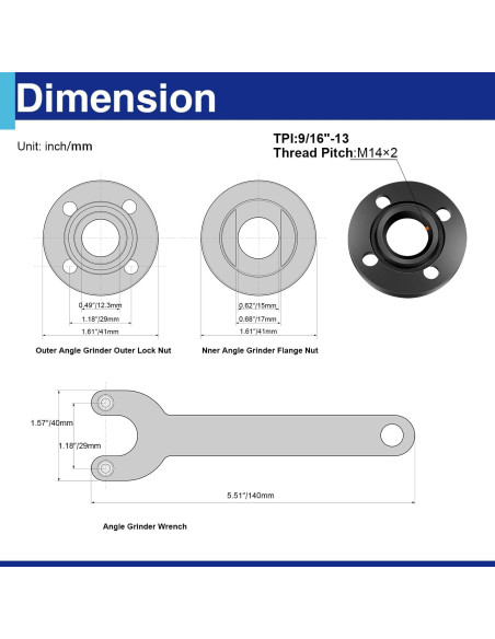 Kit de Llave y Tuercas para Amoladora Angular 7 Piezas Kit de Llave y Tuercas para Amoladora Angular 7 Piezas