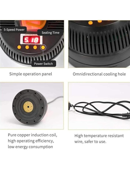 Sellador de Inducción Manual EliteBloom 20-100mm 0.8-1.2KW Sellador de Inducción Manual EliteBloom 20-100mm 0.8-1.2KW