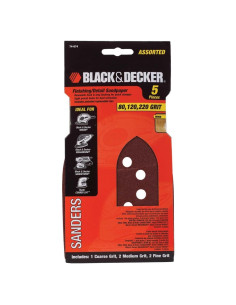 Papel de Lijado Black & Decker 5 Piezas Granos 80-200