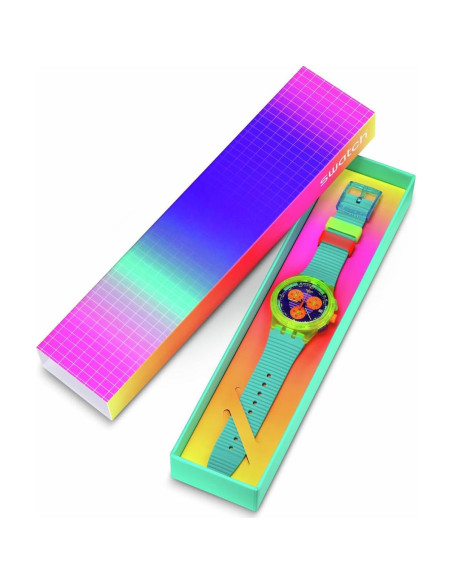 Reloj Swatch Chrono 42mm Unisex Acero Inoxidable Neon Wave Reloj Swatch Chrono 42mm Unisex Acero Inoxidable Neon Wave