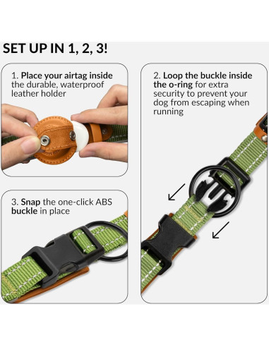 Collar para Perros Airtag CollarDirect Ajustable Verde 42-50.8 cm