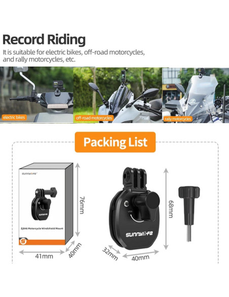 Clip de Montaje para Parabrisas de Motocicleta Honlyn para GoPro Clip de Montaje para Parabrisas de Motocicleta Honlyn para GoPro