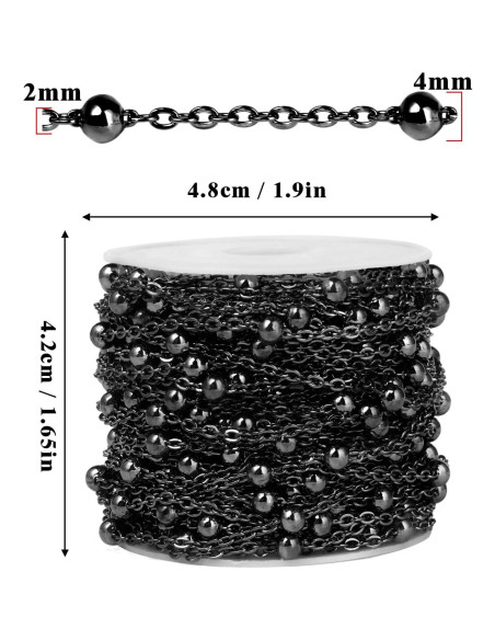 Cadena de Perlas de Satélite Cadikez 10m Acero Inoxidable 2mm Cadena de Perlas de Satélite Cadikez 10m Acero Inoxidable 2mm