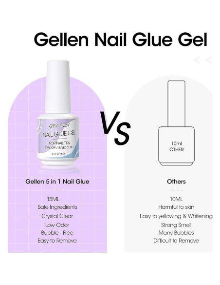 Gellen Pegamento para Uñas 5 en 1 UV 15ML - Gel Adhesivo Gellen Pegamento para Uñas 5 en 1 UV 15ML - Gel Adhesivo