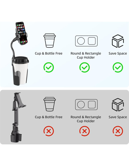 Soporte para teléfono de coche Sosirolo con base para taza ajustable Soporte para teléfono de coche Sosirolo con base para taza ajustable
