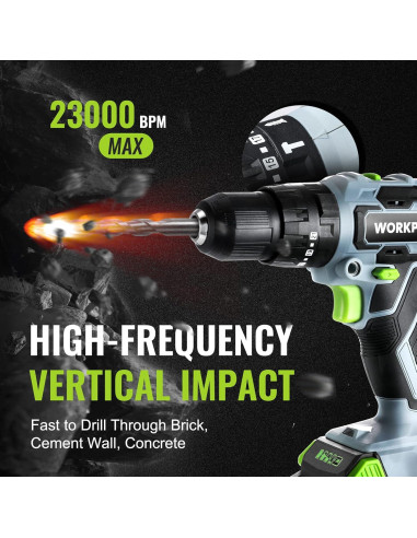 Taladro Inalámbrico WORKPRO 20V con 102 Accesorios
