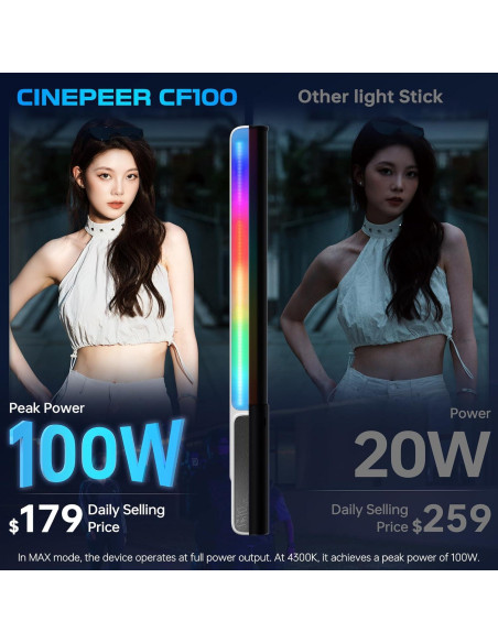 ZHIYUN CINEPEER CF100 Luz Stick LED 100W RGB 2700K-6500K ZHIYUN CINEPEER CF100 Luz Stick LED 100W RGB 2700K-6500K