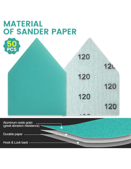 50 Hojas de Papel de Lija Triangular 80-240 Grano Ceoighe 50 Hojas de Papel de Lija Triangular 80-240 Grano Ceoighe