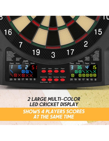 Tablero de Dardos Electrónico Haoteey 43 Juegos LED 34.29 cm