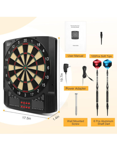 Tablero de Dardos Electrónico Haoteey 43 Juegos LED 34.29 cm