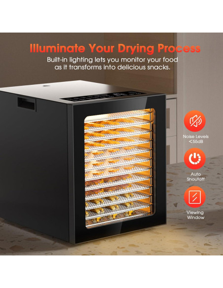 Deshidratador de Alimentos PSIIDAN 12 Bandejas Acero Inoxidable 850W Deshidratador de Alimentos PSIIDAN 12 Bandejas Acero Inoxidable 850W
