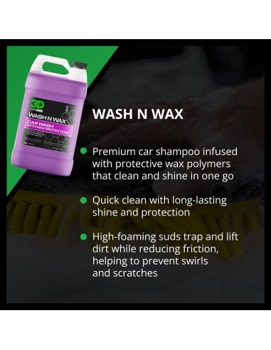 Jabón Lavado y Cera 3D Wash N Wax - pH Balanceado 3.78L