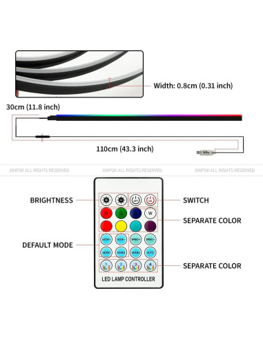 Luces LED de Tira VAUNGIUG RGB 4 en 1 para Automóvil USB