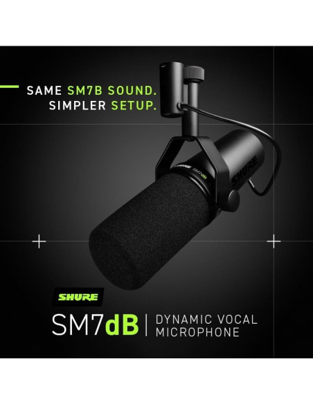 Micrófono Dinámico Shure SM7dB con Preamp Integrado y Cable XLR 6.1m Micrófono Dinámico Shure SM7dB con Preamp Integrado y Cable XLR 6.1m