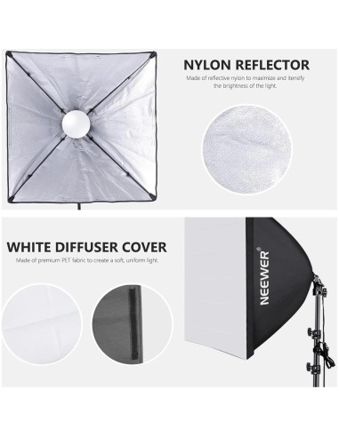 Kit de Iluminación Softbox NEEWER NK200 2x24x24" 5700K LED