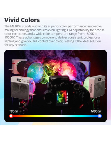 Luz LED Godox ML100R 110W RGB 1800K-10000K con Control APP