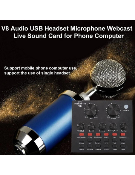 Tarjeta de Sonido Externa JIYTG USB con Bluetooth y Efectos Tarjeta de Sonido Externa JIYTG USB con Bluetooth y Efectos