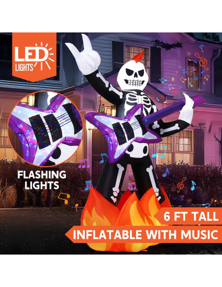 Esqueleto Inflable de Halloween JOYIN 1.83m con Música y LED Esqueleto Inflable de Halloween JOYIN 1.83m con Música y LED