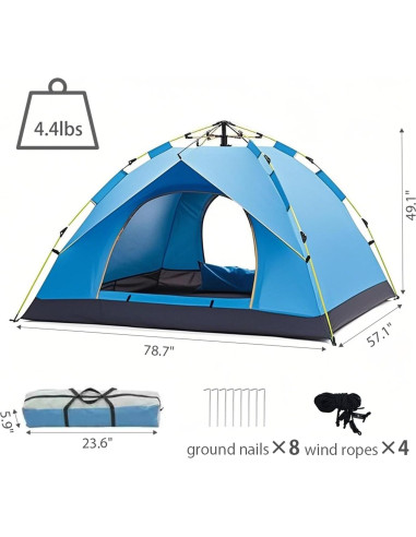 Tienda de Camping Wind Tour 2 Personas Ligera Azul