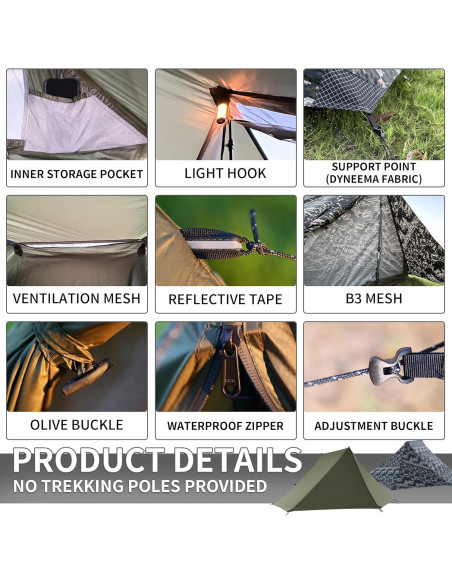 Tienda de Camping Mtenplay TS-2DS para 2 Personas, Ultraligera, Impermeable, Nylon 20D Tienda de Camping Mtenplay TS-2DS para 2 Personas, Ultraligera, Impermeable, Nylon 20D