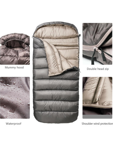 Saco de Dormir BISINNA XL 0 Grados para Camping Adultos