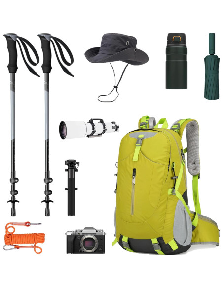 Mochila de Senderismo Impermeable 40L Unisex Verde - Ligera y Ergonómica Mochila de Senderismo Impermeable 40L Unisex Verde - Ligera y Ergonómica