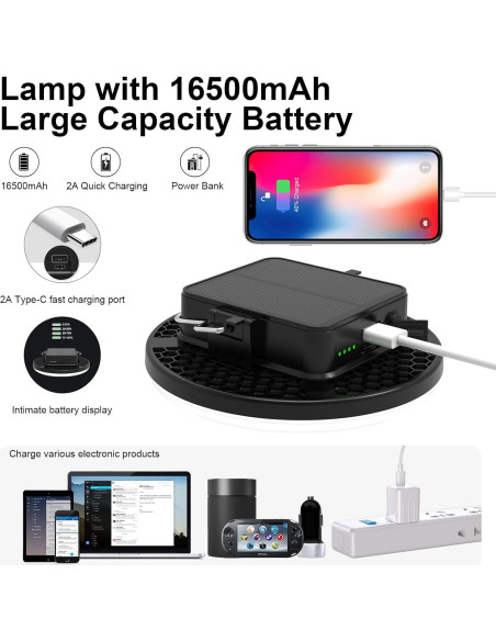 Linterna Solar Recargable 16500mAh 3000LM Iodoo IP65 Camping Linterna Solar Recargable 16500mAh 3000LM Iodoo IP65 Camping