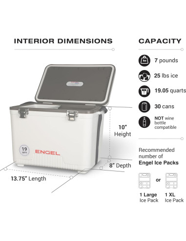 Cooler Engel 19qt Hermético con Vaso Aislado 22 oz y Paquete de Hielo