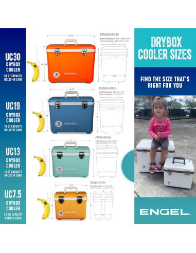 Cooler Engel 19qt Hermético con Vaso Aislado 22 oz y Paquete de Hielo