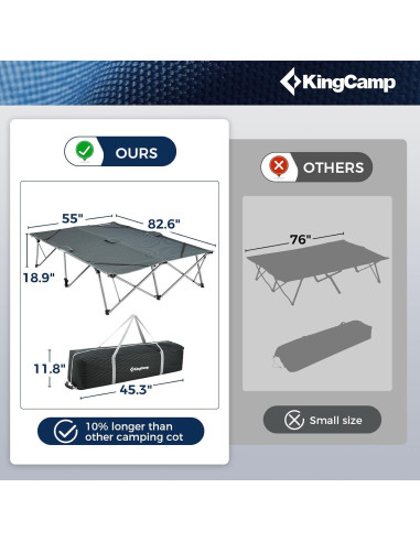 Cama de Camping Doble KingCamp con Colchón Inflable 210x140 cm