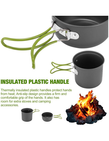 Juego de Cocina Camping SS SUNSBELL - Olla y Utensilios Plegables
