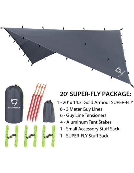 Toldo de Lluvia Gold Armour 6.1m x 4.4m Impermeable Gris Toldo de Lluvia Gold Armour 6.1m x 4.4m Impermeable Gris