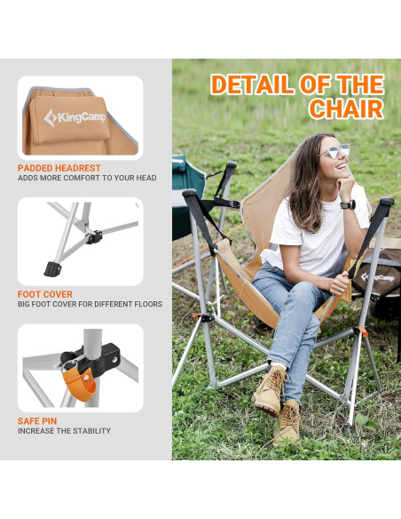 Silla de Camping Plegable KingCamp KC2227, 181kg Capacidad Silla de Camping Plegable KingCamp KC2227, 181kg Capacidad