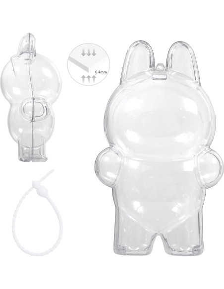 Funda Protectora Acrílica para Figuras LABUBU 17cm con Cordón Funda Protectora Acrílica para Figuras LABUBU 17cm con Cordón