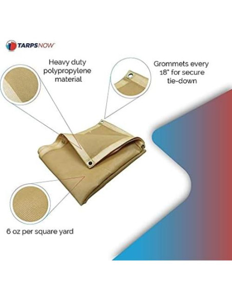 Lona de Malla Beige TarpsNow 1.83x2.44 m Alta Resistencia Lona de Malla Beige TarpsNow 1.83x2.44 m Alta Resistencia
