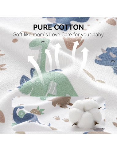 Saco de Sueño para Bebé 6-12 Meses Algodón Dinosaurio Verde 2 Pzs