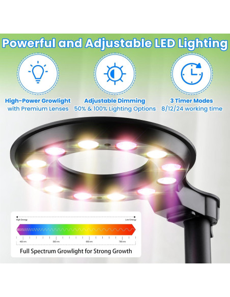 Kit de Cultivo Hidropónico Interior con Luz LED Ajustable 100 cm Kit de Cultivo Hidropónico Interior con Luz LED Ajustable 100 cm