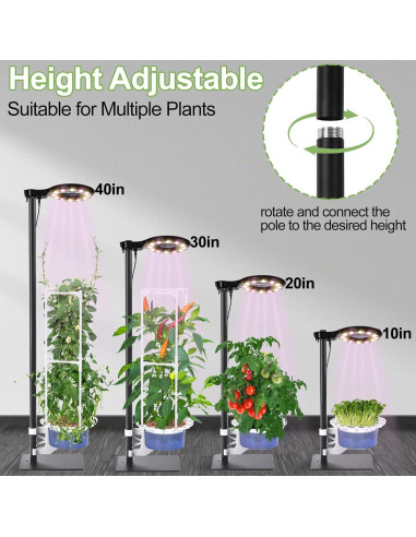 Kit de Cultivo Hidropónico Interior con Luz LED Ajustable 100 cm