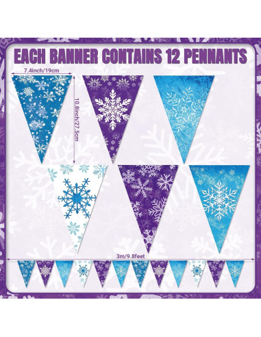 Banderas de Papel Hestya 15m Copos de Nieve Decoración Fiesta