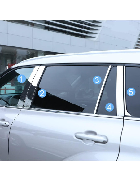 10 PCS Molduras de Pilar de Ventana YAKANEY para Toyota Highlander 2020-2025 10 PCS Molduras de Pilar de Ventana YAKANEY para Toyota Highlander 2020-2025