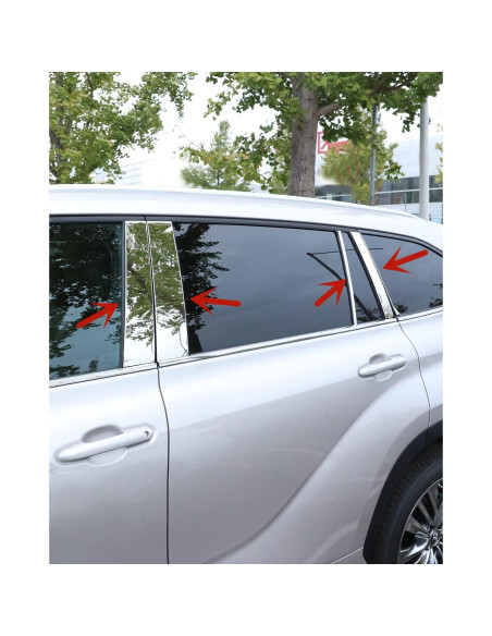 10 PCS Molduras de Pilar de Ventana YAKANEY para Toyota Highlander 2020-2025 10 PCS Molduras de Pilar de Ventana YAKANEY para Toyota Highlander 2020-2025