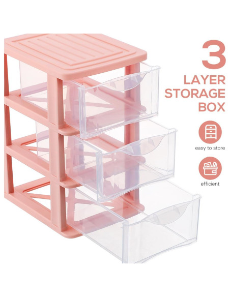 Organizador de Escritorio IMIKEYA Rosa 4 Cajones PP Organizador de Escritorio IMIKEYA Rosa 4 Cajones PP