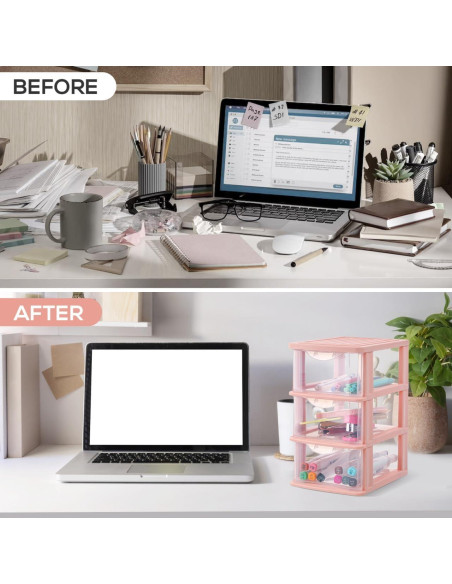 Organizador de Escritorio IMIKEYA Rosa 4 Cajones PP Organizador de Escritorio IMIKEYA Rosa 4 Cajones PP