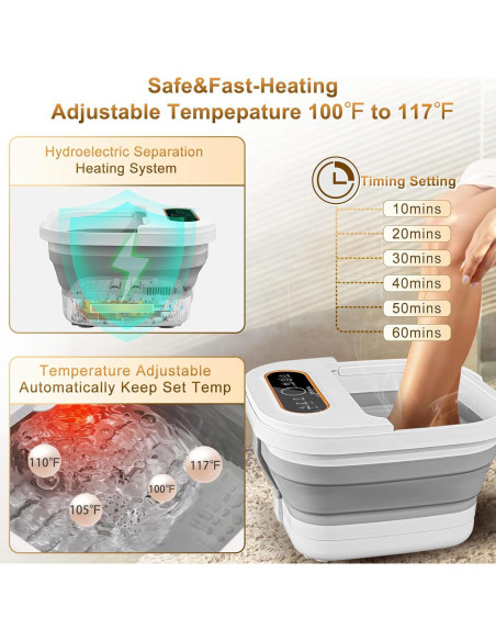 Bañera de pies colapsable UNIFULL con masaje y calor Bañera de pies colapsable UNIFULL con masaje y calor