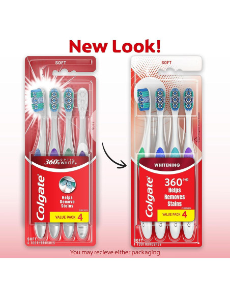 Cepillo de dientes blanqueador Colgate 360 Optic White suave 6 unidades Cepillo de dientes blanqueador Colgate 360 Optic White suave 6 unidades