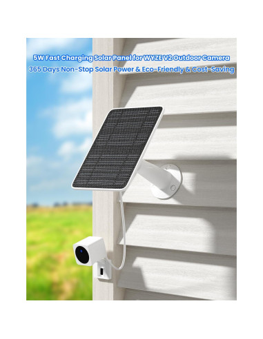 Cargador Solar WININMETA para Wyze Cam Outdoor V2, 5W, IP65