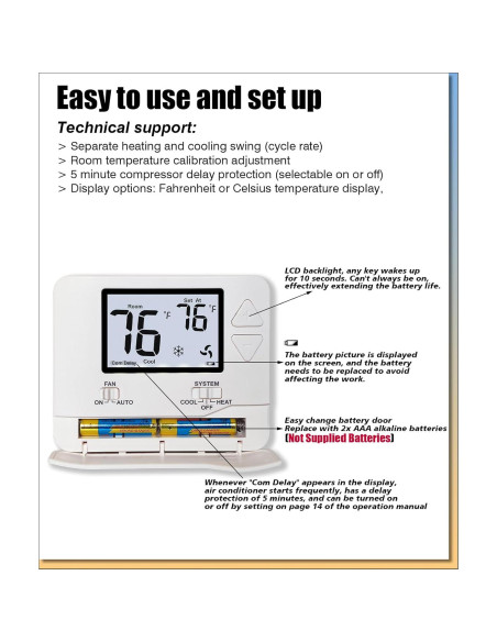 Termostato Digital Heagstat 1 Calor/1 Frío LCD Retroiluminado Termostato Digital Heagstat 1 Calor/1 Frío LCD Retroiluminado