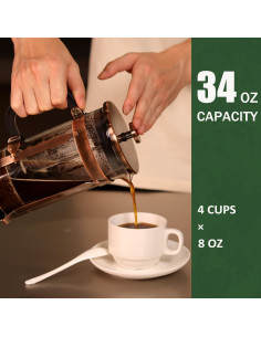 Cafetera Prensa Francesa BeanNest 1L Acero Inoxidable Plata 2