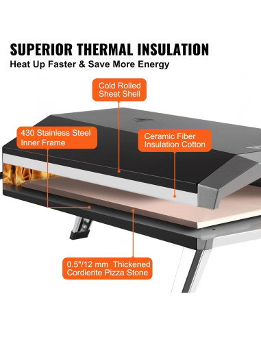 Horno de Pizza de Gas Propano VEVOR 13 Pulgadas Portátil