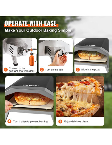 Horno de Pizza de Gas Propano VEVOR 13 Pulgadas Portátil